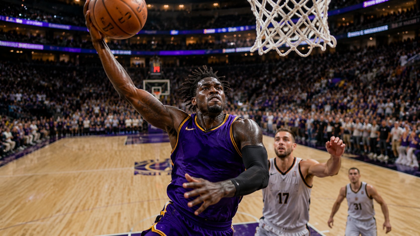 Basketball action shot
