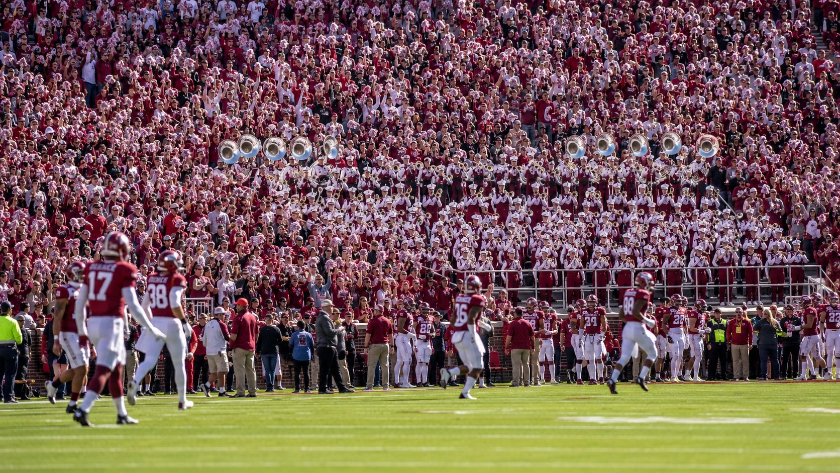 College football marching band and crowd